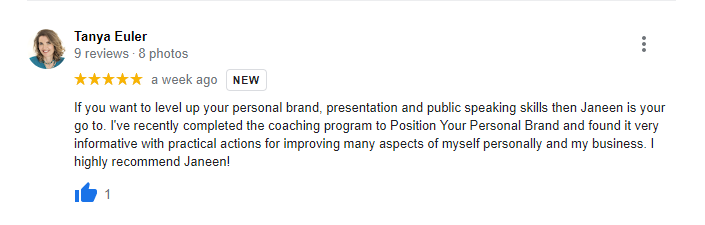 Review of Tanya Euler from Personal Brand Authority Coaching training